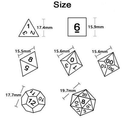 RPG/D&D Würfel Set - D4-D20 (16mm-20mm) - 7er Set